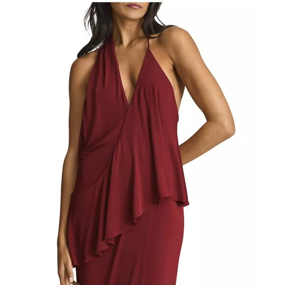 REISS Xena Strappy Open Back Midi Cocktail Dress | Size 6, Dark Red NEW - Picture 7 of 7